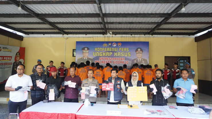 Sat Resnarkoba Polresta Sidoarjo Ungkap 59 Kasus, Amankan 81 Tersangka